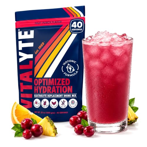 Vitalyte Electrolyte Powder Drink Mix, Isotonic Electrolyte Hydration Mix, Gluten Free Post Workout Powder Mix, Pack of 1, 35 oz., Fruit Punch Flavor