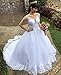 Rmaytiked Gorgeous Crystal Beaded Wedding Dresses for Bride Long Sleeves Ball Gown Lace Tulle Wedding Bridal Gowns White