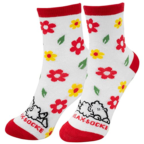 Die Geschenkewelt Sheepworld Schaf und Spruch Relax Socke, Rot, Weiß Geschenkartikel Zaubersocken, 80% Baumwolle, 15% Nylon, 5% Elastan, Größe 36-40 Cover