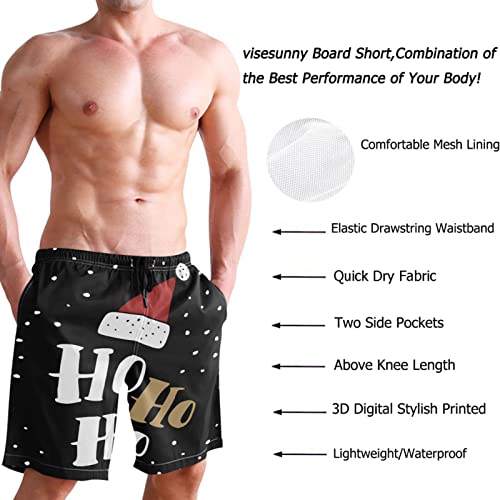 visesunny Funny Christmas Hohoho Black Men's Swim Trunks Quick Dry Bathing Suits Beach Holiday Party Swim Shorts2