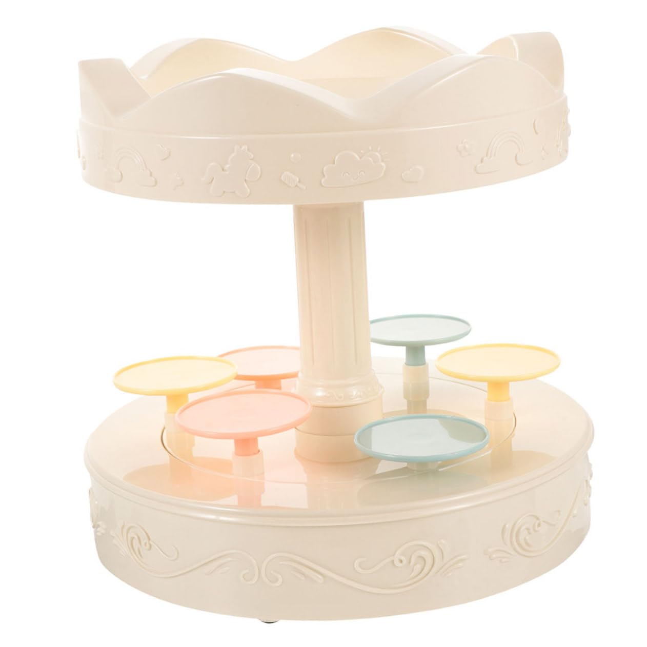 BRIGHTFUFU Rotating Cake Stand Cupcake Stand Cake Swing Turntable Cake Stand Sushi Display Tray Dessert Display Stand Dessert Platter Jewelry Tray Rotating Cupcake Display Stand Beige Plastic