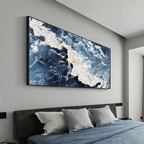 Affiche paysage montagne or et vague blanche pour un salon moderne et relaxant