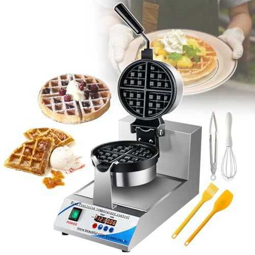 lilishangmao Gofrera Comercial con Volteo De 1200 W | Gofrera Eléctrica Profesional - Placas De 3 Cm De Grosor, Termostato Ajustable, Ideal para Bares, Hoteles, Food Trucks Y Repostería Familiar