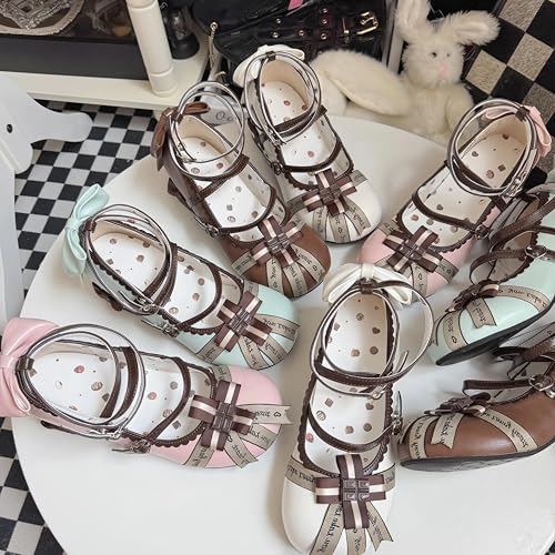 Women's Y2K Kawaii Cute Sweet Lolita Round Toe Mary Jane Shoes Cross Strap Low Block Heel Cosplay Party Prom Dress Pumps3