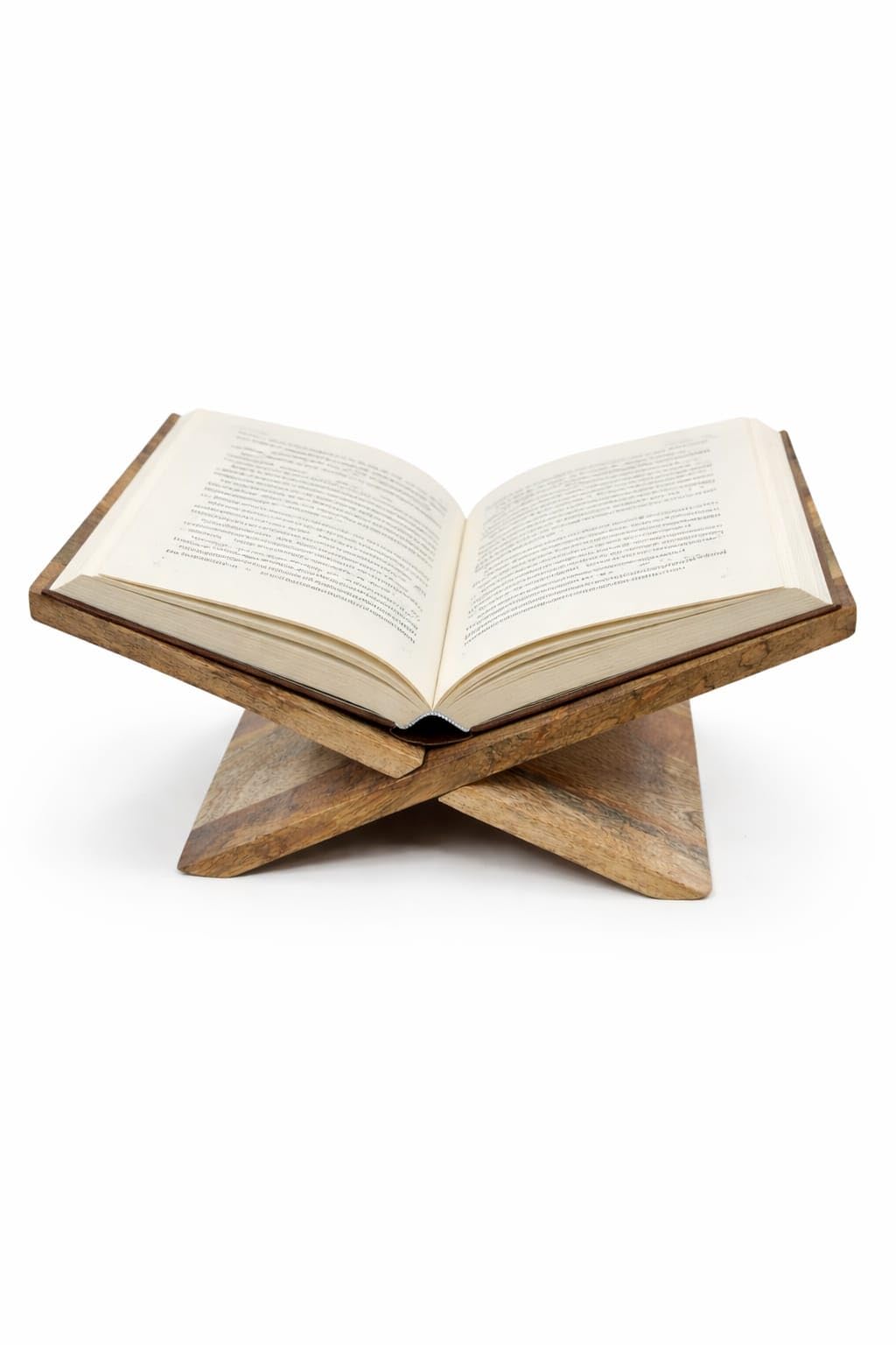 Wooden Religious Book Stand, Solid Mango Wood, Foldable X-Shape Design, 41x17.5 cm, for Reading and Display, Reading Geeta, Bible, Quran, etc