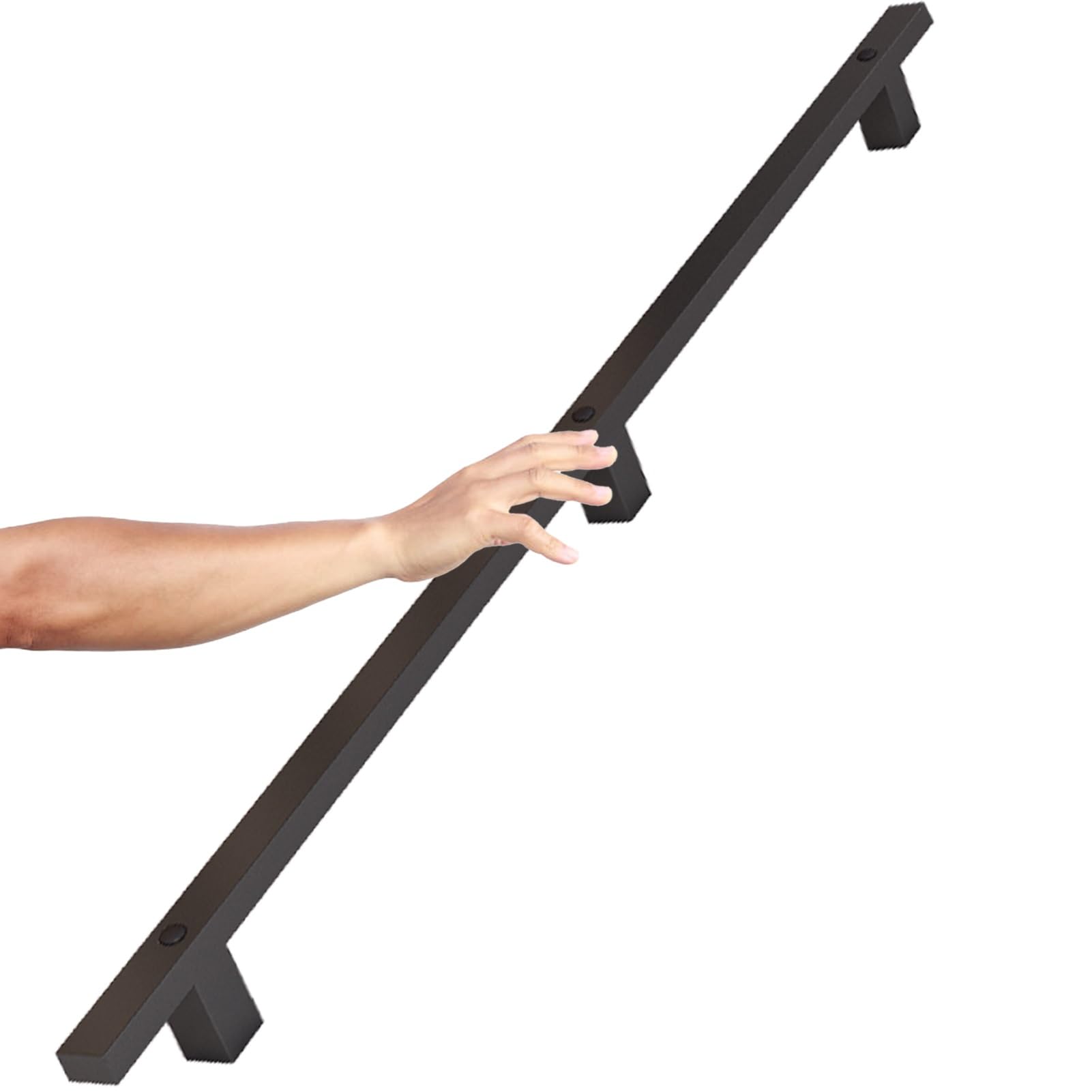 Fkxsxaz Black Interior Handrails Metal Hand Rails For Stairs， Handrail Bannister Rail With Fittings Wall Mount Support Non-Slip Iron Pipe Railings Staircase Grab Bar Safety Handles(2.6Ft/80