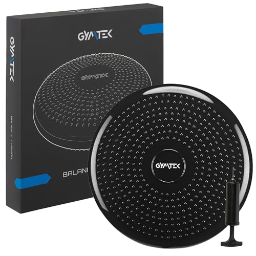 Gymtek Balance Kissen mit Pumpe, 33cm, Ballkissen, Gleichgewichtstrainer, Ballsitzkissen, Balance Pad, Luftkissen, Balance Pad, Gleichgewichtskissen, Balancekissen, Noppen-Oberfläche, Schwarz Gymtek Balance Kissen mit Pumpe, 33cm, Ballkissen, Gleichgewichtstrainer, Ballsitzkissen, Balance Pad, Luftkissen, Balance Pad, Gleichgewichtskissen, Balancekissen, Noppen-Oberfläche, Schwarz
