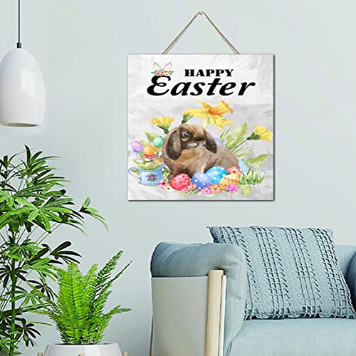 Panneau en bois rustique de qualité supérieure avec illustration Happy Easter