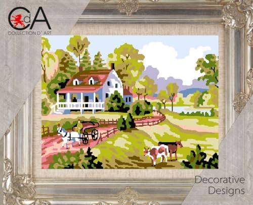 Collection DArt - 3209K Kit cañamazo diseño 18x14 cm, Granja Color: Unico Talla: Unic