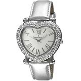 Peugeot Womens Heart Shaped Crystal Watch Silver Strap