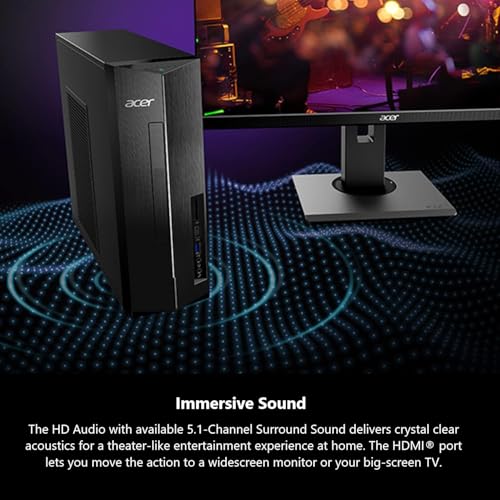 Image of Customized Acer Aspire Desktop Tower, Intel i5-13400 (10 Cores), 8GB / 16GB / 32GB RAM, 1.5TB / 2TB / Storage, 2 x HDMI Support Dual 4K Monitor, Wins 11, Wired KB & Mouse