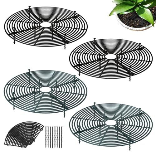 SHIQUAN 4 Pièces Protection Plante Chat, 30 cm Grille Protection Plante, Grille de Fond de Pot de...