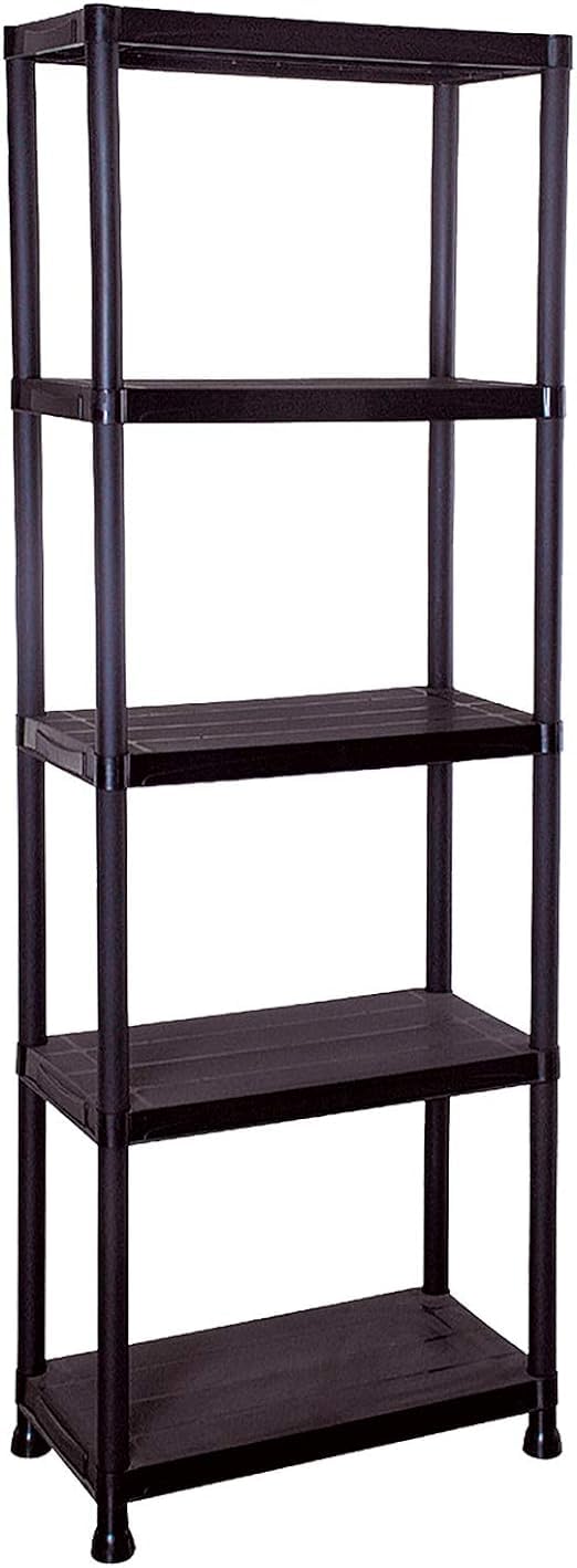 Zanbeel 5 Tier Heavy Duty Black Plastic Garage Storage Shelving 60cm Wide Shelves Shed Shelf Unit Home Office Pantry Workshop Racking (60 x 30 x 172cm)