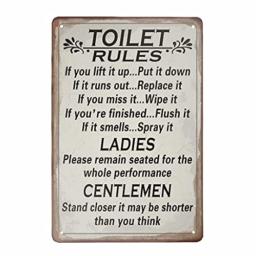 Mvgges Funny Novelty Tin Sign Toilet Warning Metal Tin Sign,