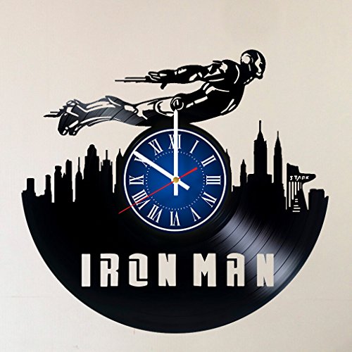 IRON MAN 12 INCH / 30 CM VINYL RECORD WALL CLOCK MARVEL UNIVERSE INFINITY WAR ENDGAME AVENGERS - Gift idea for children, teens, adults