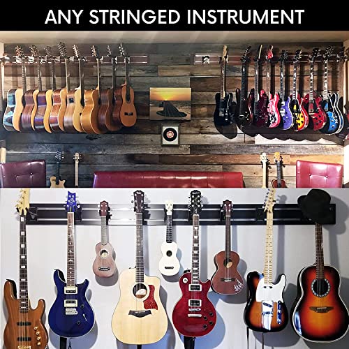 Dldirect Horizontal Guitar Wall Mount + 2 Chrome Hooks Accessories: Rack & Hanger Holder Stand, Banjo Violin 48~'' Diamond Plate Brushed Aluminum On Mdf #TOP4