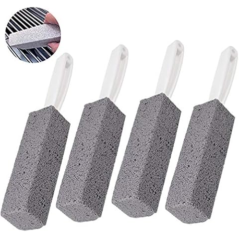 HO2NLE 4Pcs Pumice Cleaning Stone with Handle Natural Pumice Stick Toilet Bowl Ring Remover and Hard Water Ring Remover For Rust Grill Kitchen Bath Pool Household Cleaning Feet Care Cover