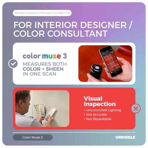 Image of COLOR MUSE 3 Portable Color Matching and Paint Scanner Device - Wireless Digital Colorimeter Sensor for Accurate Color and Sheen Detection - Pocket-Sized, Easy Carry, Indoor /Outdoor Projects - Black