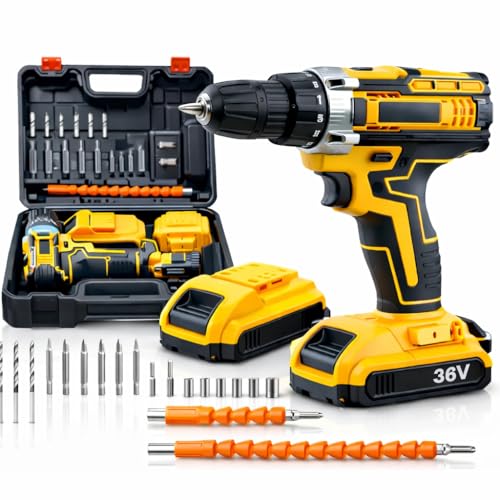 Furadeira e Parafusadeira de Impacto Sem Fio com LED 2 Baterias Recarregáveis Bi-volt e Acessórios Maleta Completa para Uso Profissional e Doméstico Linha Premium