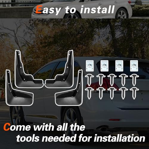 Image of 2013 Venza Mud Flaps Compatible with Toyota Venza 2013-2016 Splash Guard Mud Guards No Drilling Required All Weather Mudflaps (Set of 4)