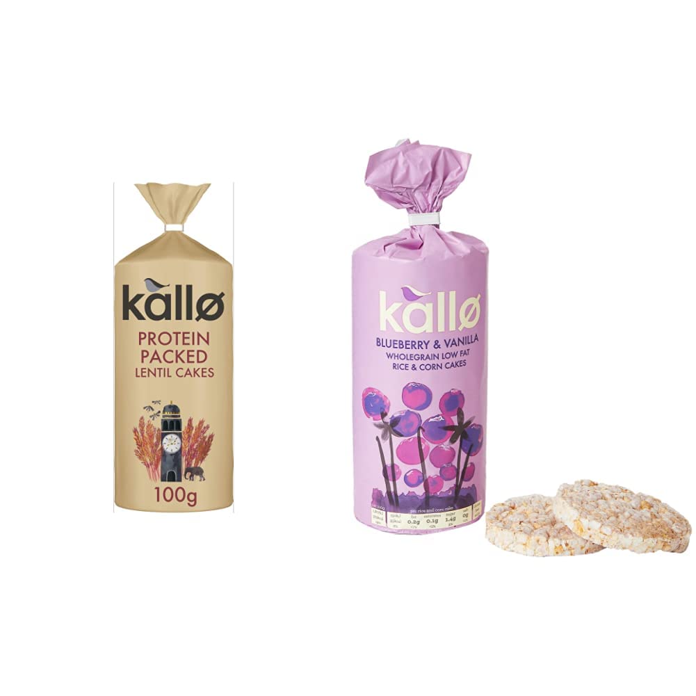 Kallo Protein Packed Lentil Cakes, 100g & Blueberry & Vanilla Rice & Corn Cakes 131g