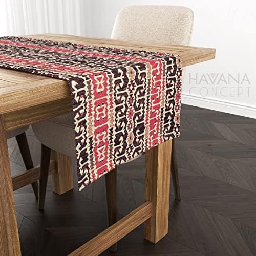 Native American Tribal Print Table Runner - Southwestern Tabletop, Aztec Print Cloth, Stain Resistant Home and Bistro Decor Table Linens (16 x 138)