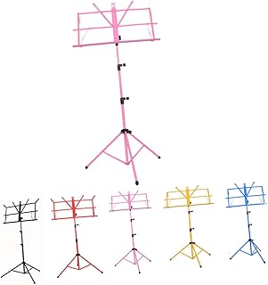 Garneck Atril Ajustable Para Música Plegable Y Retráctil Para Libros Piano Trípode Color Rosa