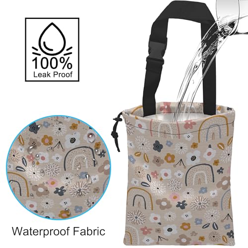 Image of Car Trash Bag Hanging Creative Floral Rainbows Car Trash Can Waterproof Garbage Bag Hanging for Car Back Seat