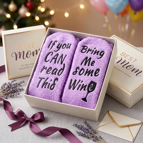 Image of Benefeet Sox Women Wine Sock Fuzzy If You Can Read This Bring Me Wine Socks Funny Gifts Mom Novelty Fluffy Cozy Saying Sock
