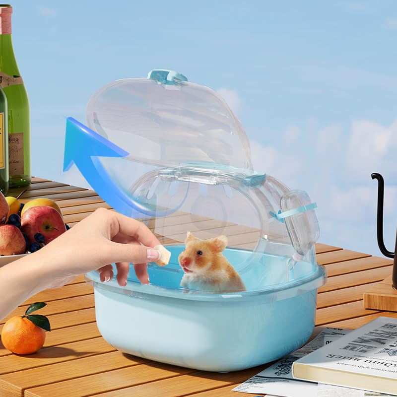 Small Animal Carrier Cage with Water Bottle, Portable Hamster Travel Carrier Carry Case for Small Pets, Gerbils, Mice, Dwarf Hamster (Blue) - Image 3