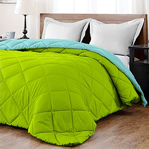 Image of AYKA Reversible Comforter 220 GSM Microfiber Reversible AC Comforter /Blanket for Winter /Quilt /Duvets for King Size Single Bed Comforter (60 * 90, Aqua & Green)