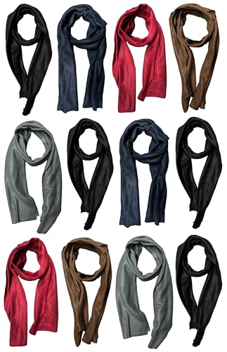 Yacht & Smith Warm Fleece Knit Winter Neck Scarfs and Bulk, Unisex Black, Plaid Stripe Design