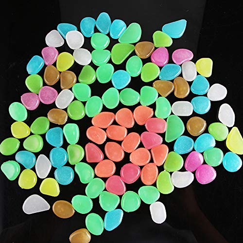 Novavojo Glow In The Dark Garden Rocks 100Pcs Pebbles For Crafts And Outside Decorations,Fish Tanks,Flower Pots,Aquarium,Garden Lawn Yard Multi Color #TOP5