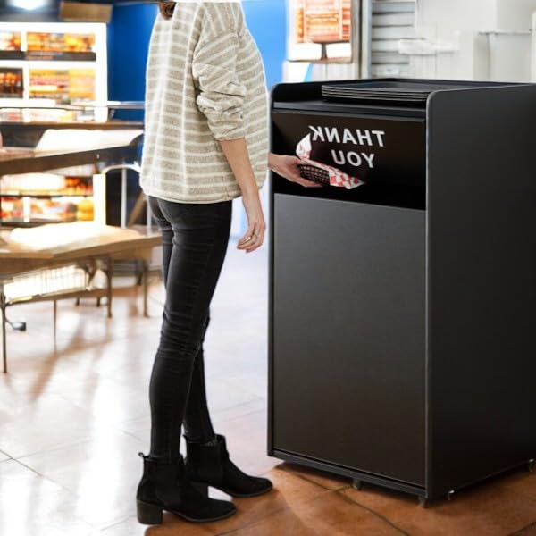 PRO&Family Commercial Trash Cans 35 Gallon Square Large Trash Can with Lid Commercial Garbage Can Restaurant Trash Can Square Trash Can (1, Black, Square with Enclosure, 50.0, Gallons)