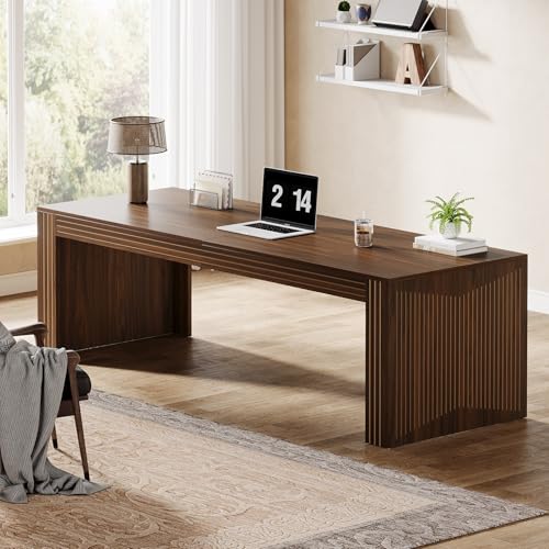 Image of Tribesigns 79-Inch Extra Long Desk, Two Person Double Desk for Home Office, Wooden Long Computer Desk Writing Table for Office, Dark Brown
