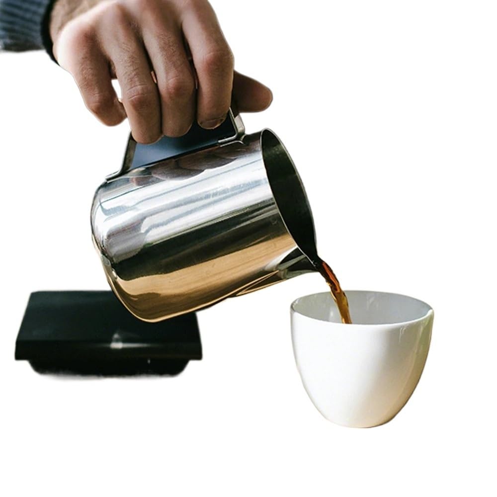 Jarrita leche acero inoxidable graduada 350ml 600ml latte art | Marcado de escala claro, acero inoxidable, dos opciones de capacidad, arte latte fino(600ml blue ns)