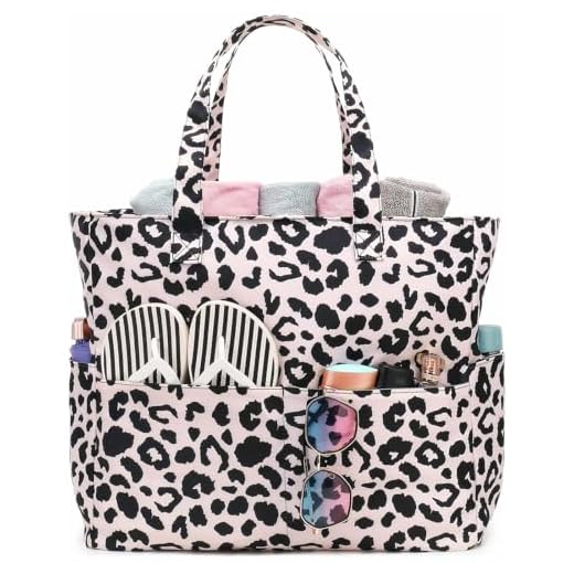 Ayicheyl Borsa Mare Grande, Borsa Spiaggia Impermeabile con Cerniera, Beach Bag Donna Spalla, Borsa Da Spiaggia Pieghevole Uso per Piscina, Palestra, Viaggi,36L (Stampa Leopardo)