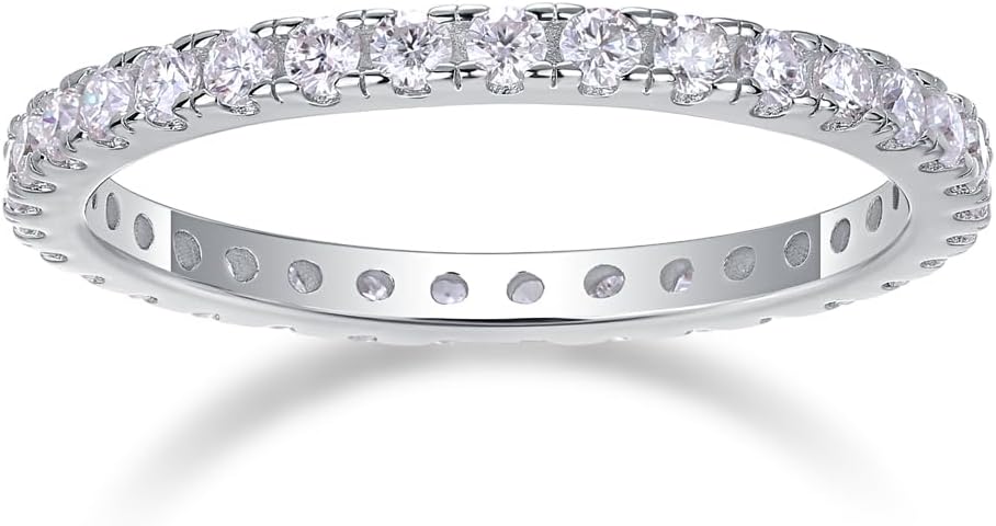 Sterling Silver Moissanite Wedding Band for Women, S925 Heart Shaped Promise Ring for Women,Lab Created Diamond Wedding Jewelry, Stackable Anniversary Engagement Ring