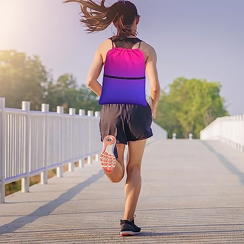 Image of Drawstring Backpack,Women Gym Drawstring Bags, Gradient String Bag Sackpack Cinch Bag, Water Resistant for Sport, Shopping, Yoga (Red)