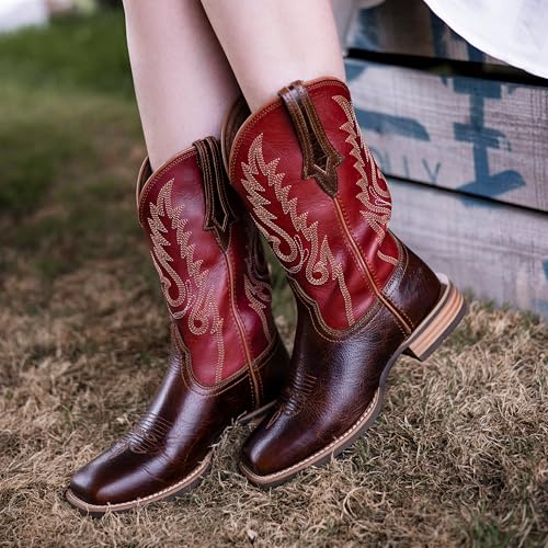 Women Western Boots Hand Painted, Square Toe, Full Grain Cowhide, 4-Layer Composite Sole(PLT203607)2