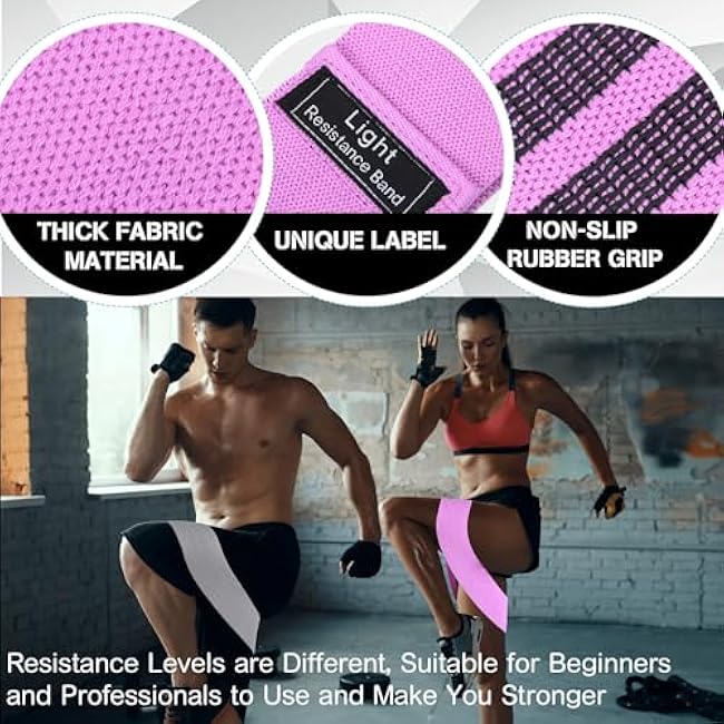 Shappy 20 Pcs Fabric Resistance Bands for Working Out Women Men 5 Levels Non Slip Stretch Workout Bands for Hip Thigh Booty Elastic Exercise Bands for Leg Pilates Squat Yoga Pull Up Workout