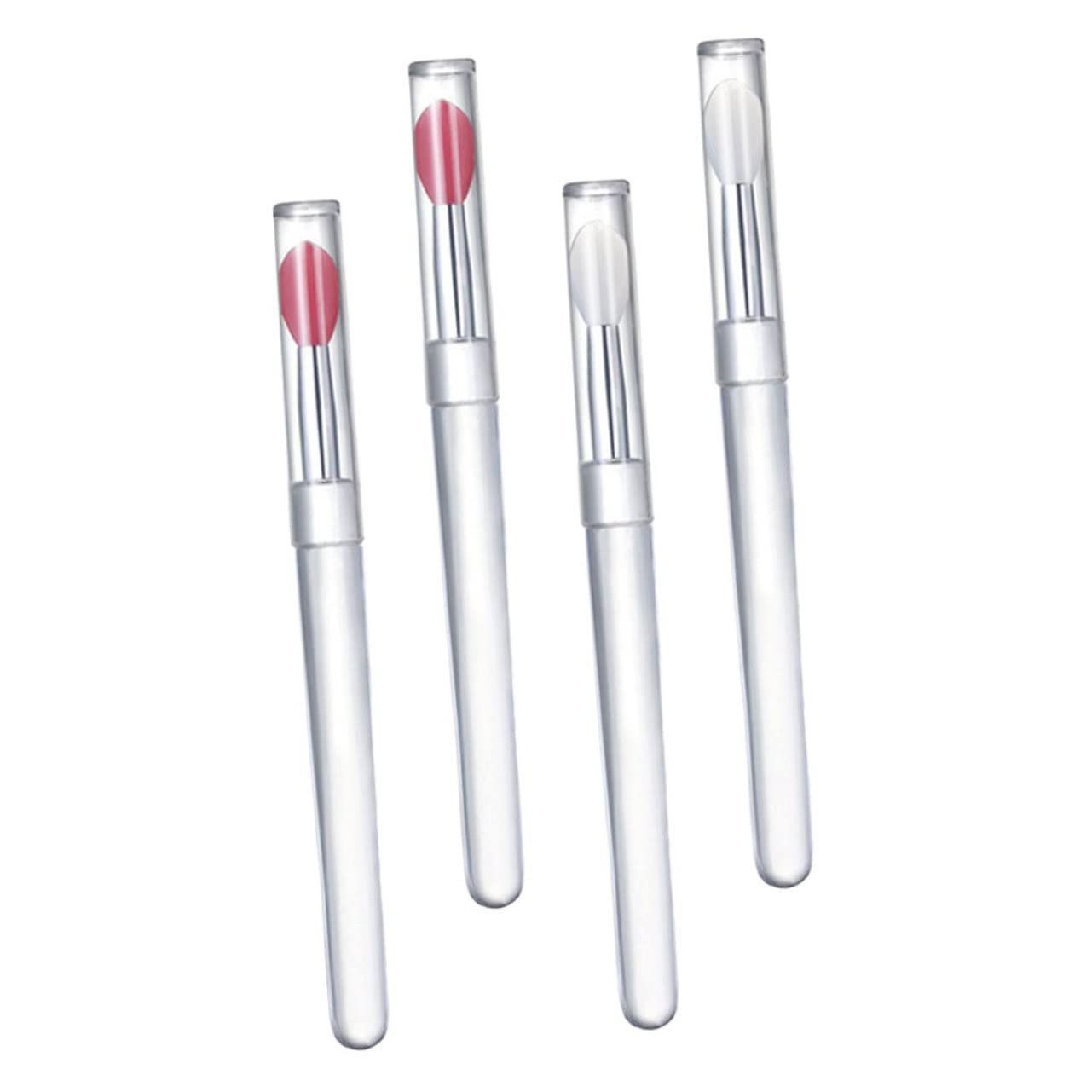 TOVINANNA Make up Applicators for Face 4pcs Silicone Lip Brush Lid Makeup Brush Holder for Lipstick Travel Size