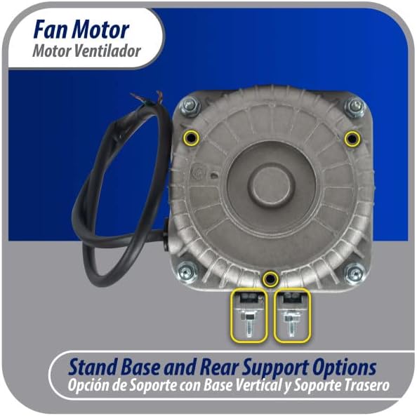 Appli Parts APFM-181E 18W Refrigeration Condenser and Evaporator Motor 115V 60Hz 1.10A 1450rpm Includes Base and 10in Aluminum Fan Blade CCW Shaft end Universal fit