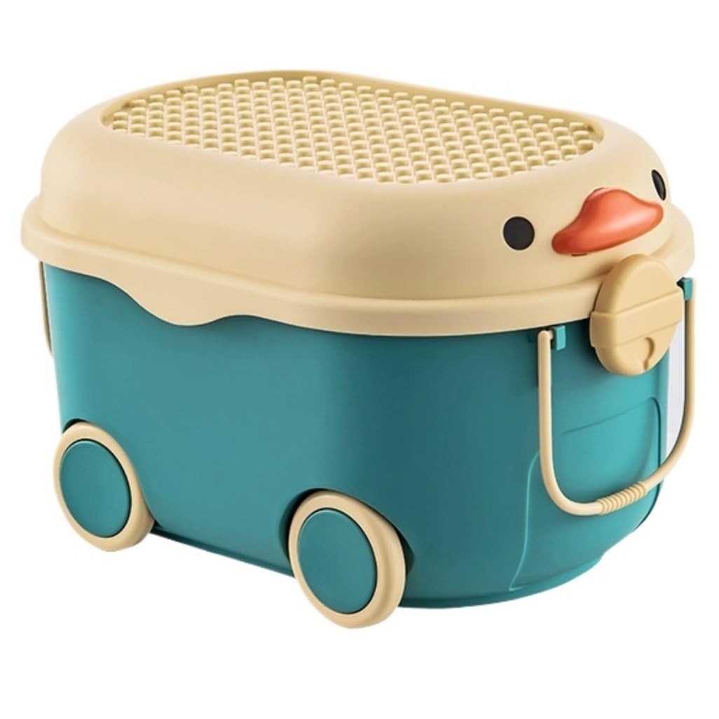 Mueble Juguetes Organizador Almacenamiento Plástico De La Caja Juguetes Con El Organizador Grande Del Juguete Las Ruedas Los Compartimientos Iid Para Sala Juegos Cuarto de Bebé(C,57*38*33cm)