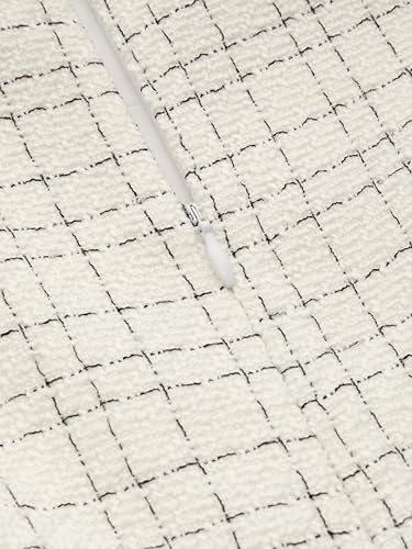 CIDER Mini Dress Square Neck Tweed A Line Solid High Waist Sleeveless Party Dresses Women3