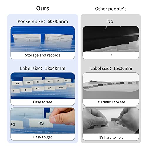 Image of Expanding File Folder, 13 Pocket Accordian File Organizer with Tabs & Labels, Expandable Blue Plastic File Folders Letter Size /A4 /Receipt /Bill Paper Documents for Home /School /Office