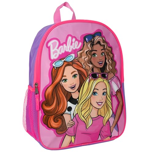 AI ACCESSORY INNOVATIONS Barbie Backpack for Girls, Elementary School Book Bag with Padded Straps, Pink
