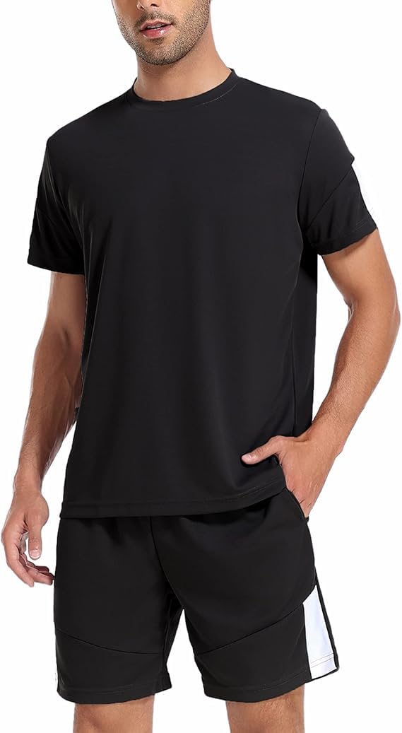 Litherday Trainingsanzug Herren Sportanzug Activewear Sport Set Kurzarm Sommer Sportbekleidung Shirt mit Kurz Hose Jogginganzug Set