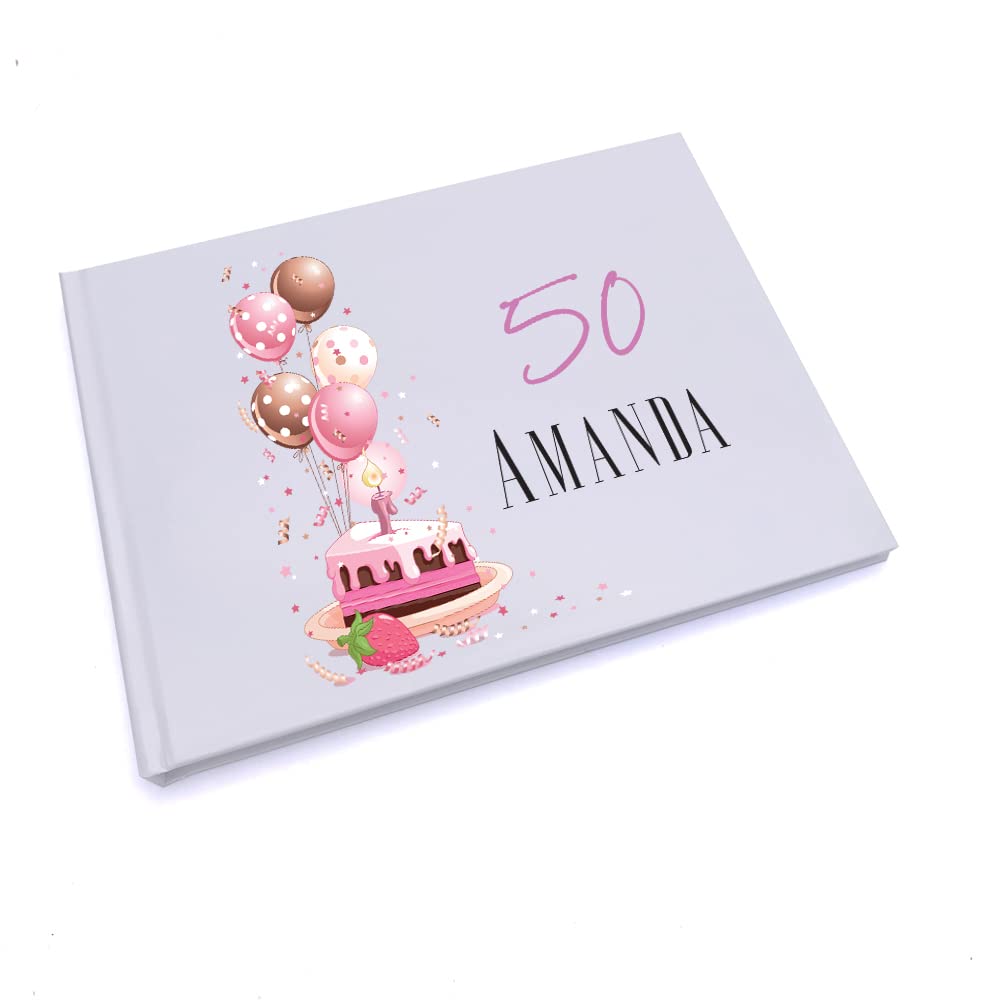 Ukgiftstoreonline White Personalised 50Th Birthday Gifts For Her Guest Book