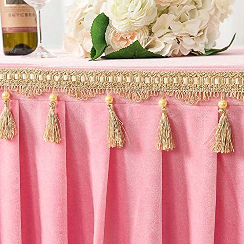 SKkyer rechthoekige tafelkleed goud kwast effen kleur tafelkleed wasbaar gemakkelijk te reinigen tafelrok voor grote… - Image 4